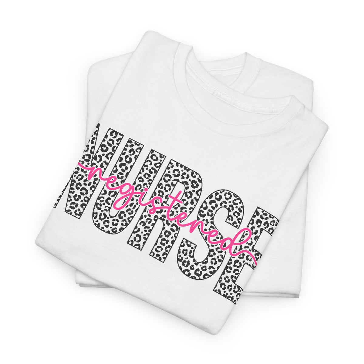 RN Leopard Print T‑Shirt — Pink Stethoscope Graphic Tee for Nurses