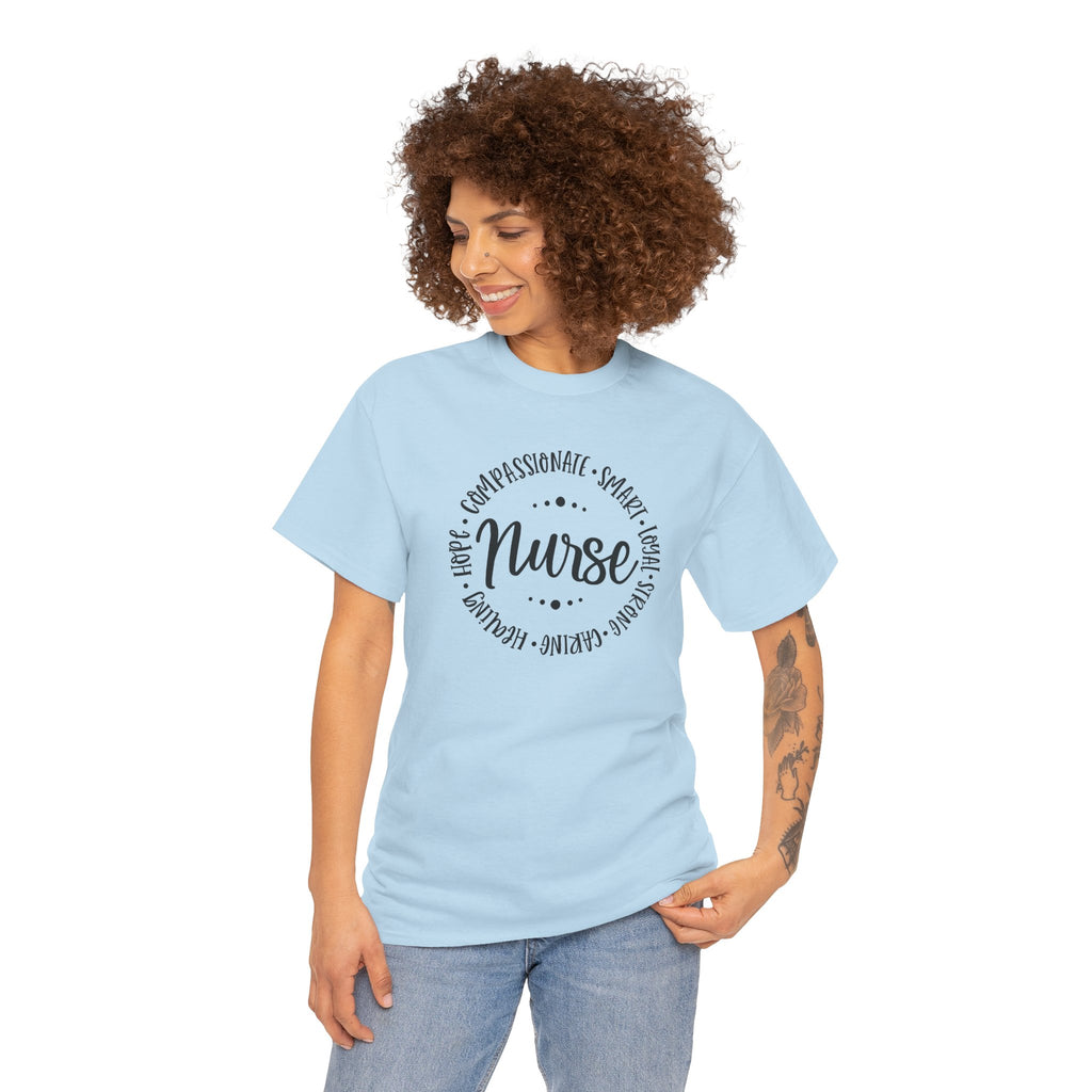 Nurse Circle Words T‑Shirt — Compassionate, Smart, Caring Nurse Tee