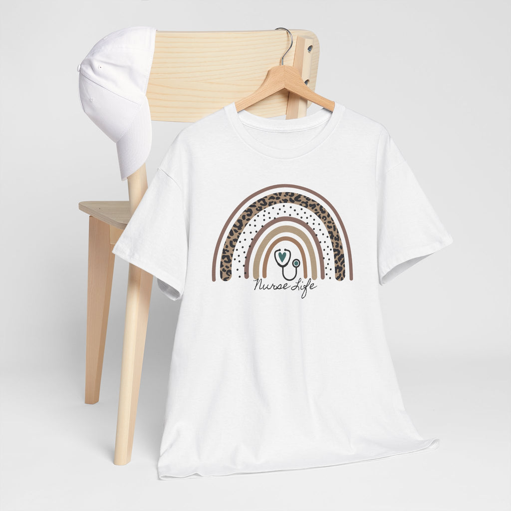 Nurse Life Rainbow Tee - Cute Neutral Stethoscope Graphic T-Shirt