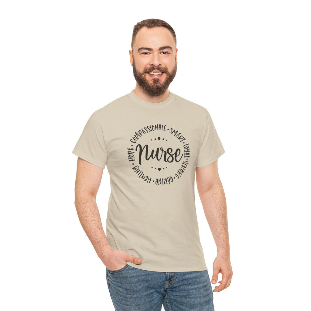 Nurse Circle Words T‑Shirt — Compassionate, Smart, Caring Nurse Tee