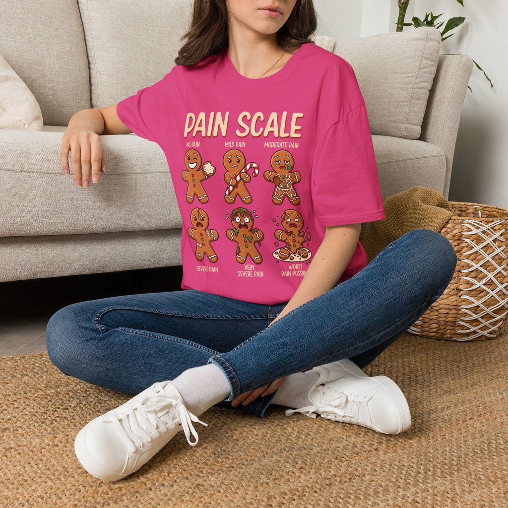 Pain Scale Gingerbread T-Shirt – Funny Holiday Pain Meter Tee for Bakers & Christmas Lovers