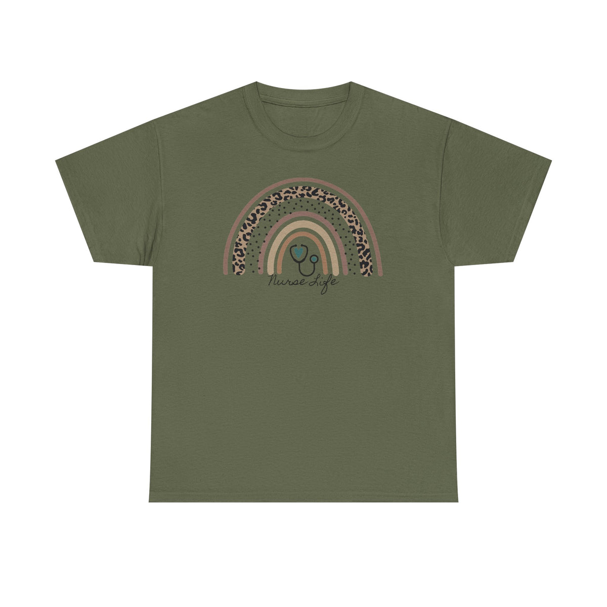 Nurse Life Rainbow Tee - Cute Neutral Stethoscope Graphic T-Shirt