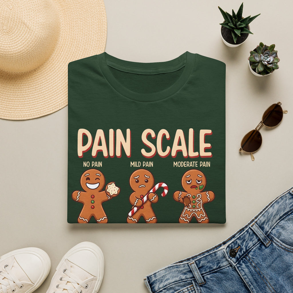 Pain Scale Gingerbread T-Shirt – Funny Holiday Pain Meter Tee for Bakers & Christmas Lovers