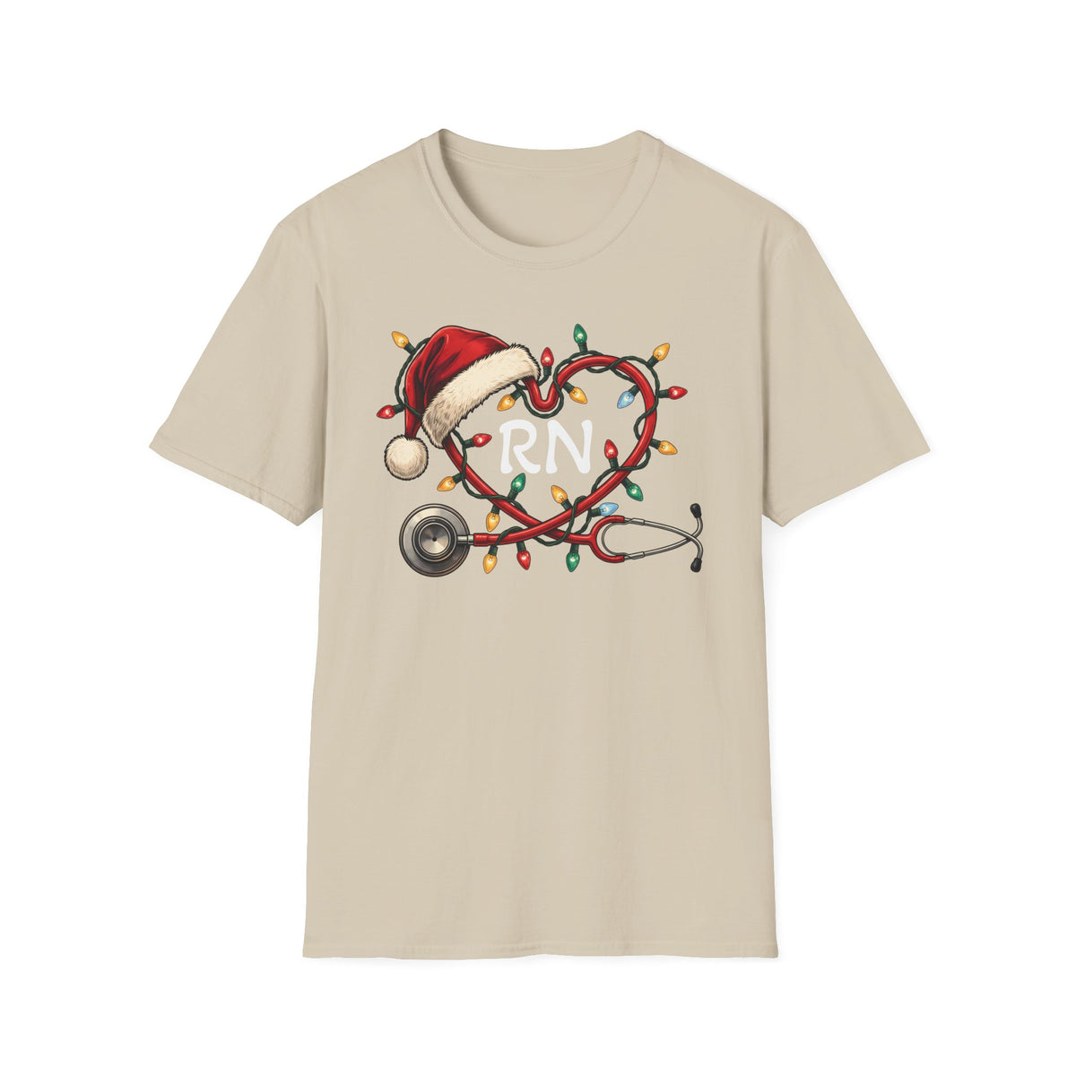RN Christmas Stethoscope Heart T‑Shirt