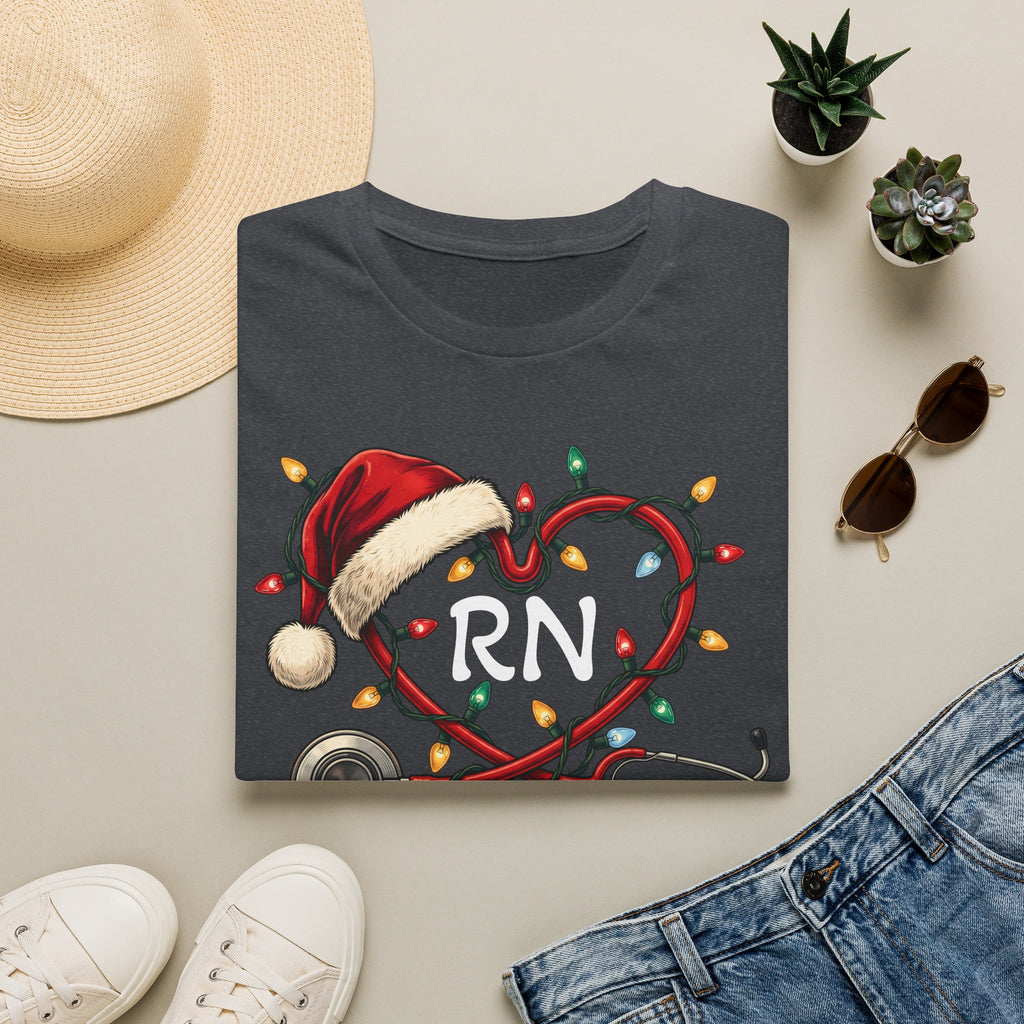 RN Christmas Stethoscope Heart T‑Shirt