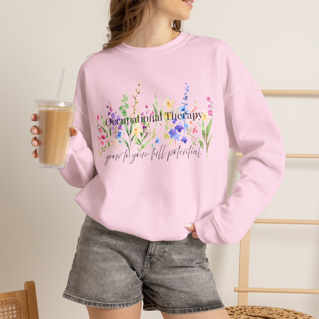 Floral Inspirational Crewneck Sweatshirt — "You Are Wildflower" Botanical Graphic