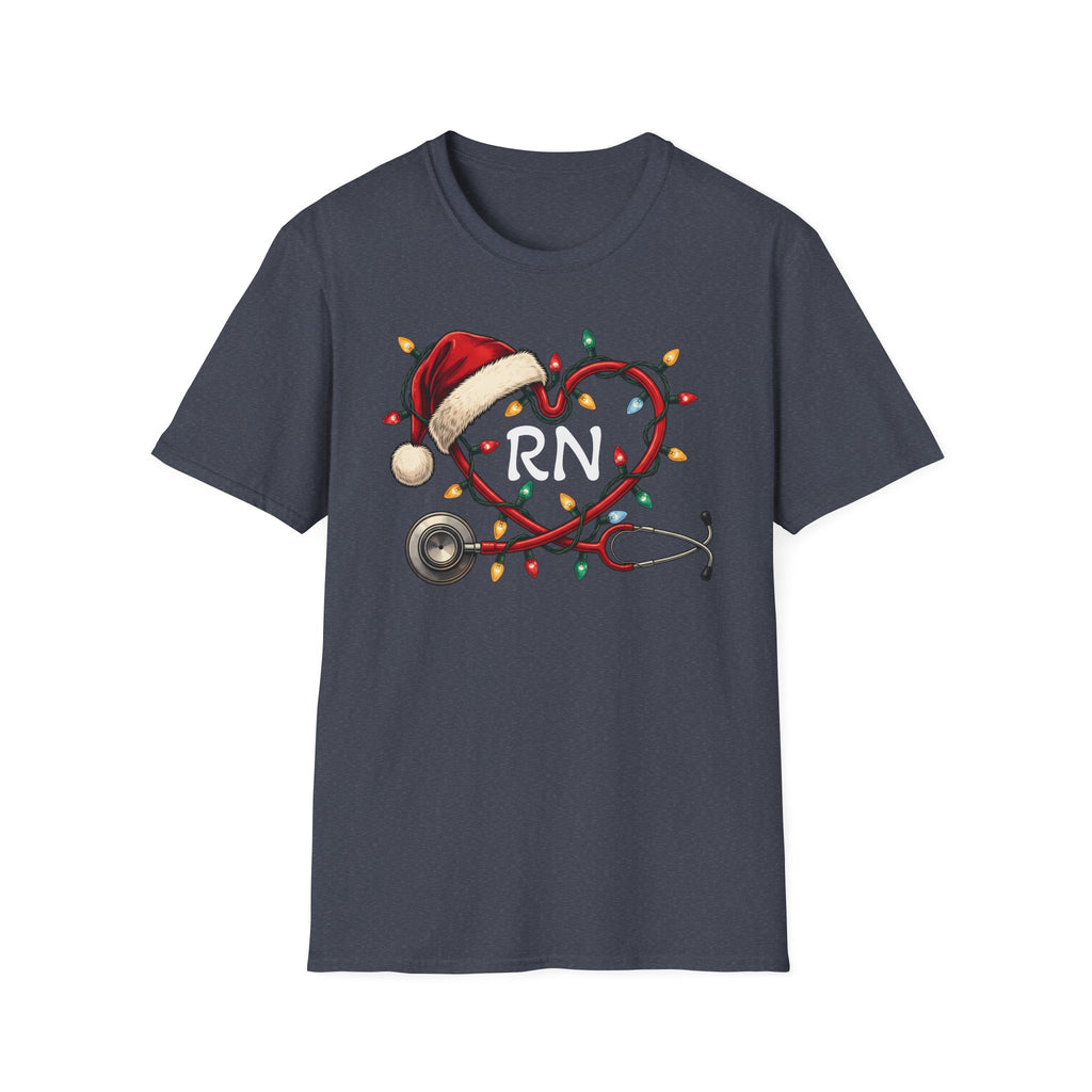 RN Christmas Stethoscope Heart T‑Shirt