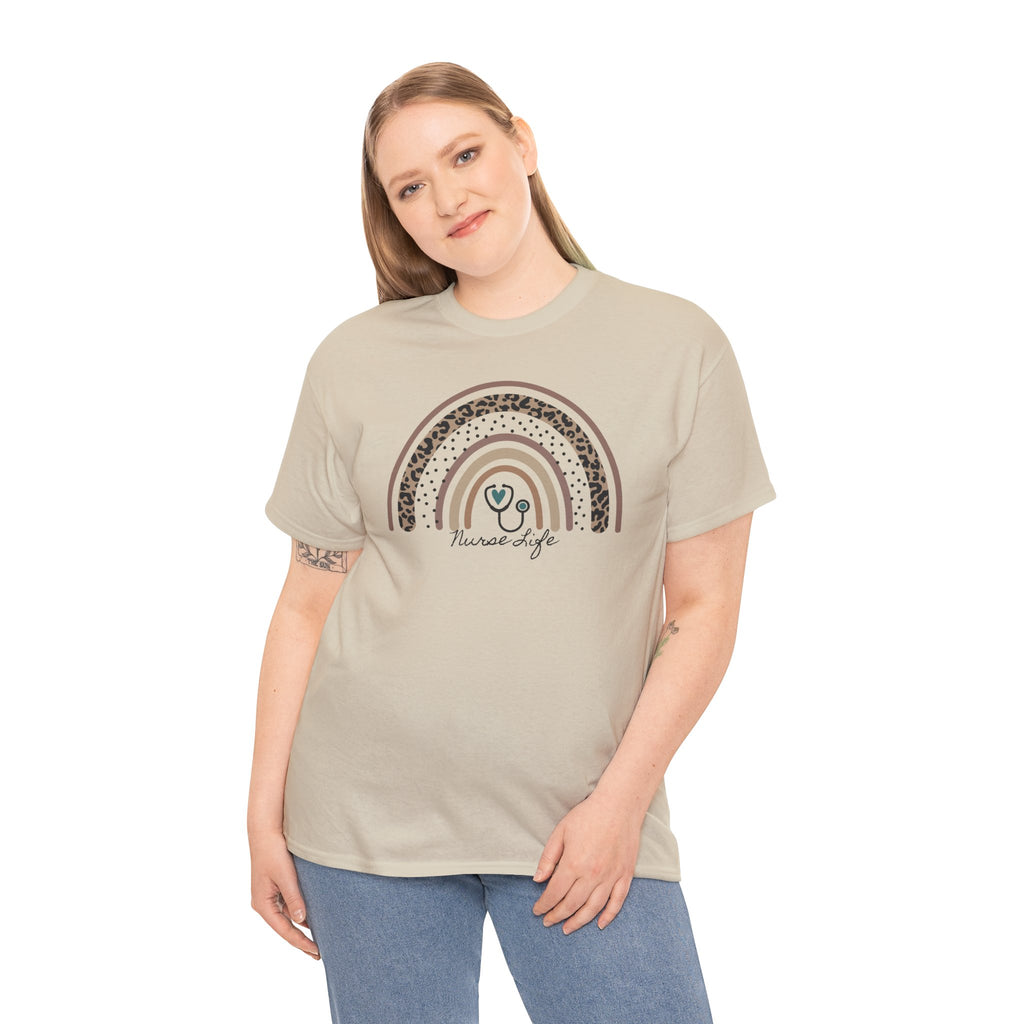 Nurse Life Rainbow Tee - Cute Neutral Stethoscope Graphic T-Shirt