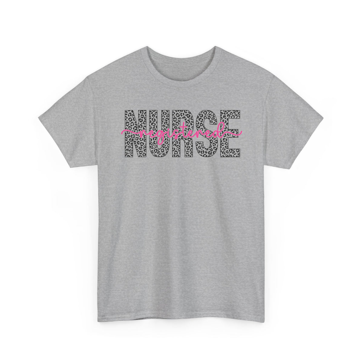 RN Leopard Print T‑Shirt — Pink Stethoscope Graphic Tee for Nurses