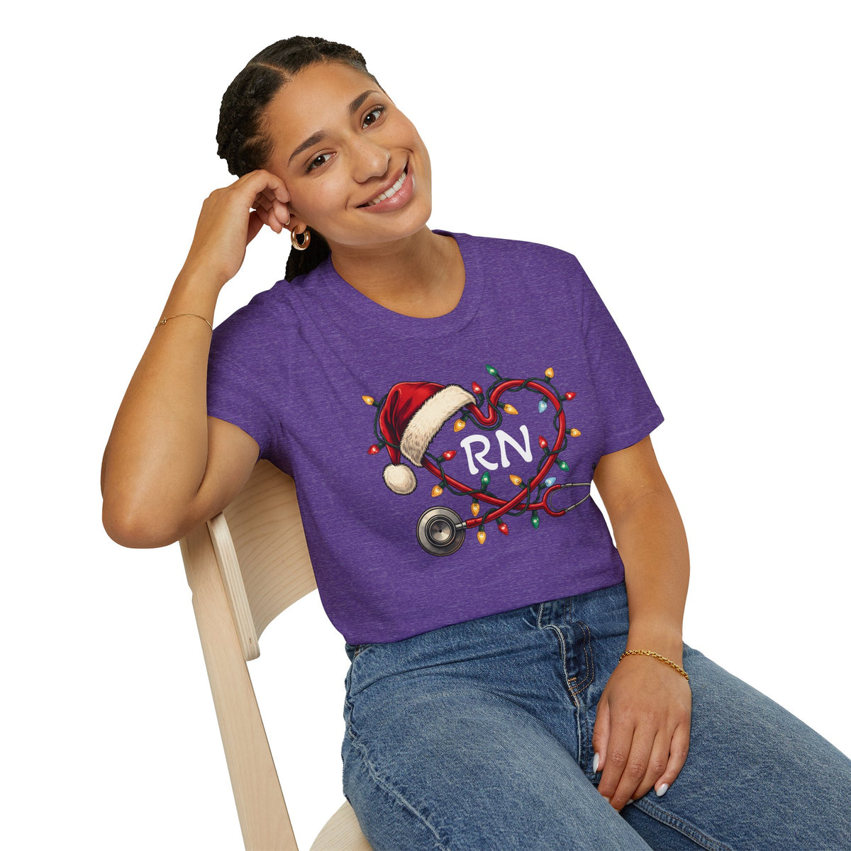 RN Christmas Stethoscope Heart T‑Shirt