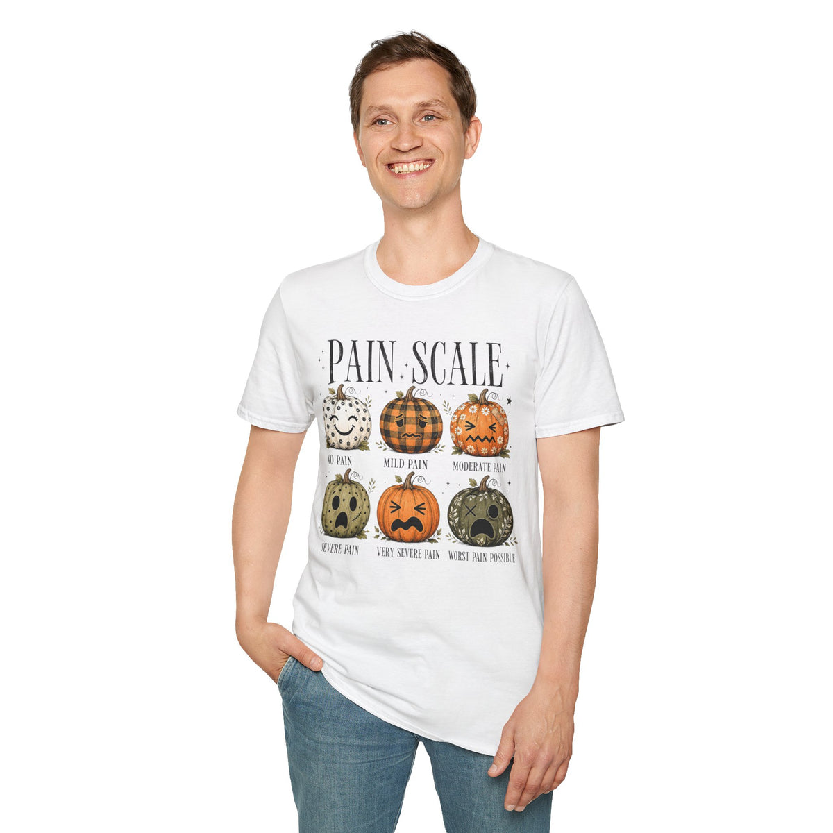 Pain Scale Pumpkin T-Shirt — Halloween Pumpkin Faces Graphic Tee