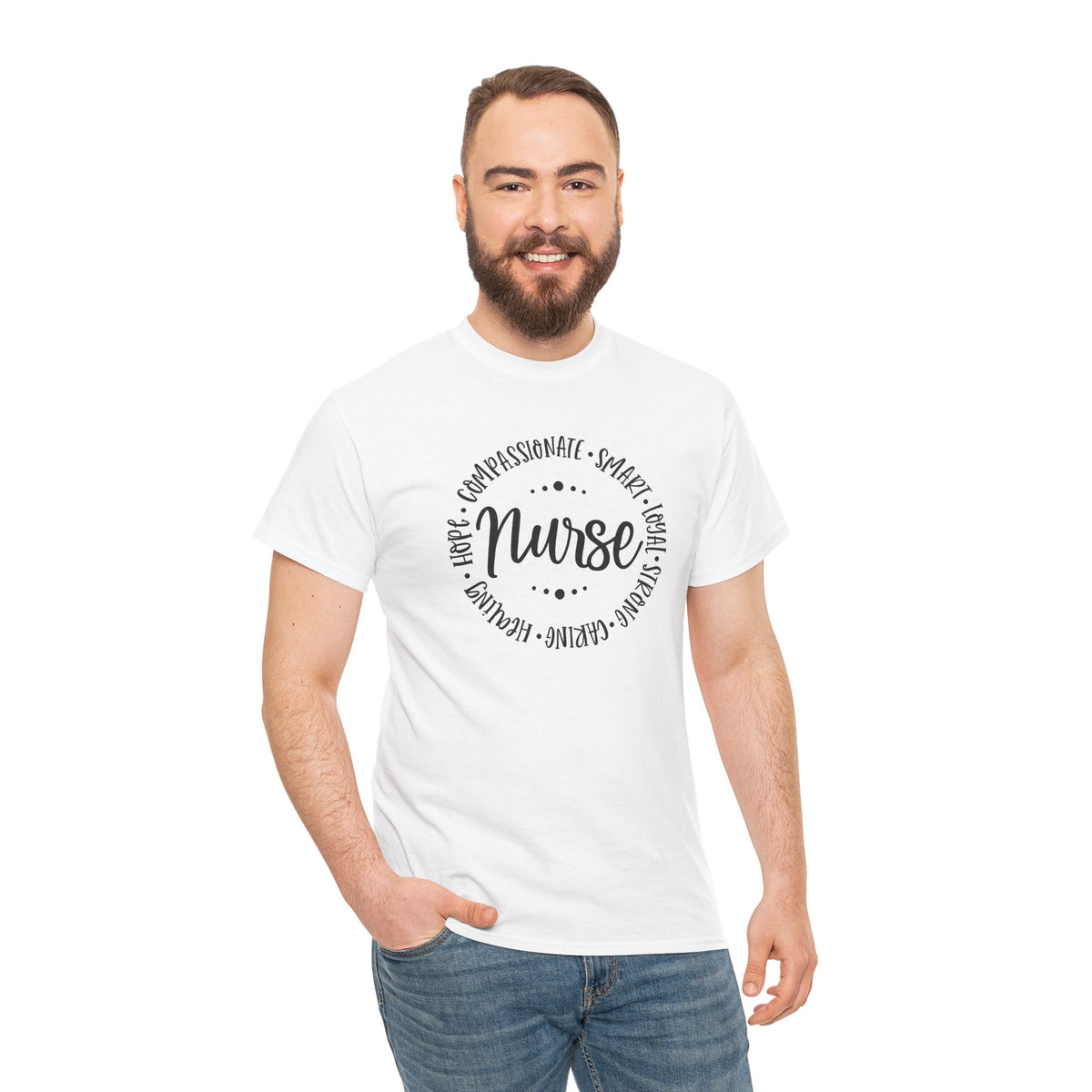 Nurse Circle Words T‑Shirt — Compassionate, Smart, Caring Nurse Tee