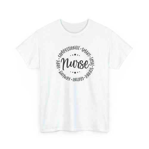 Nurse Circle Words T‑Shirt — Compassionate, Smart, Caring Nurse Tee