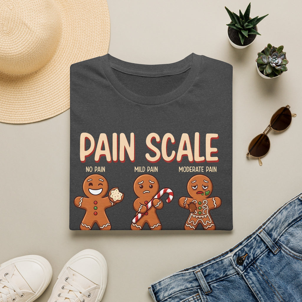 Pain Scale Gingerbread T-Shirt – Funny Holiday Pain Meter Tee for Bakers & Christmas Lovers