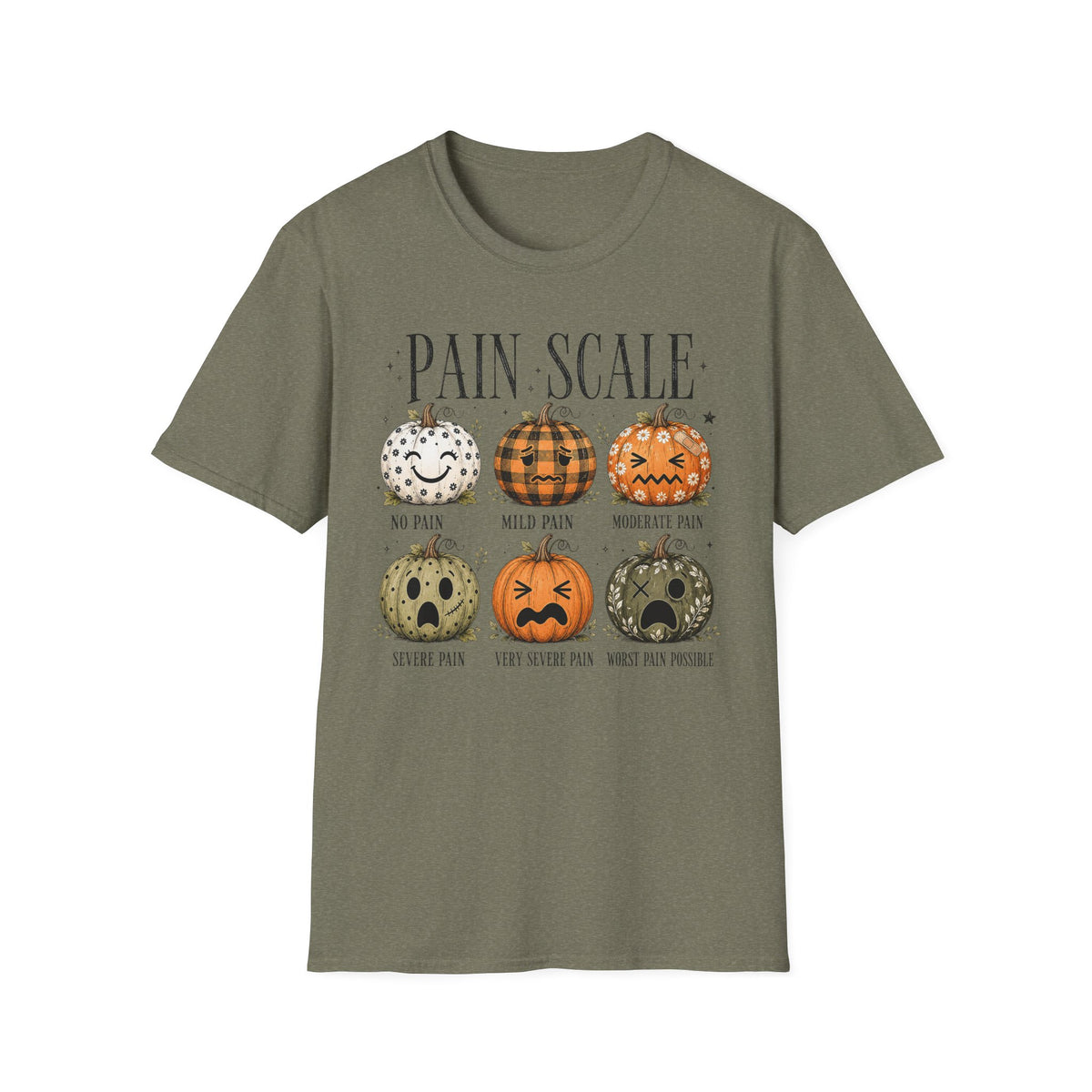 Pain Scale Pumpkin T-Shirt — Halloween Pumpkin Faces Graphic Tee