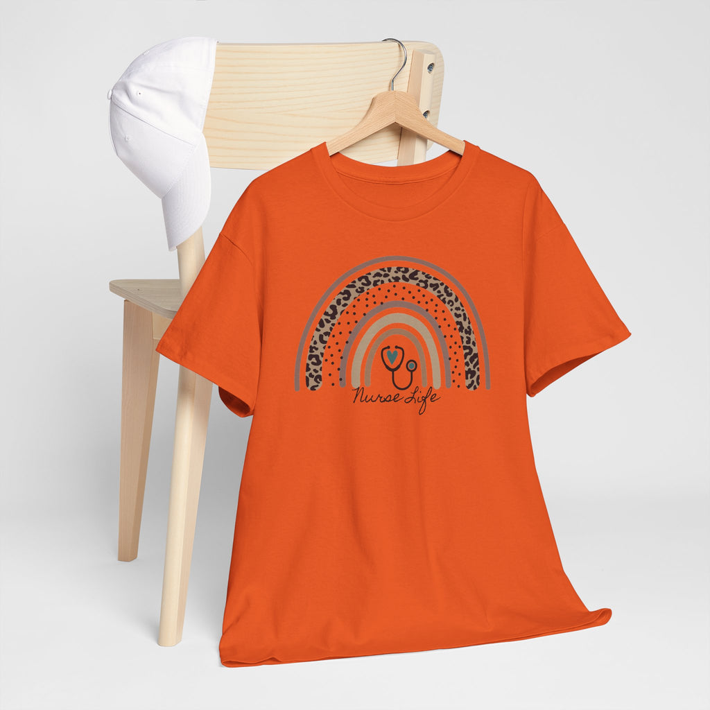 Nurse Life Rainbow Tee - Cute Neutral Stethoscope Graphic T-Shirt