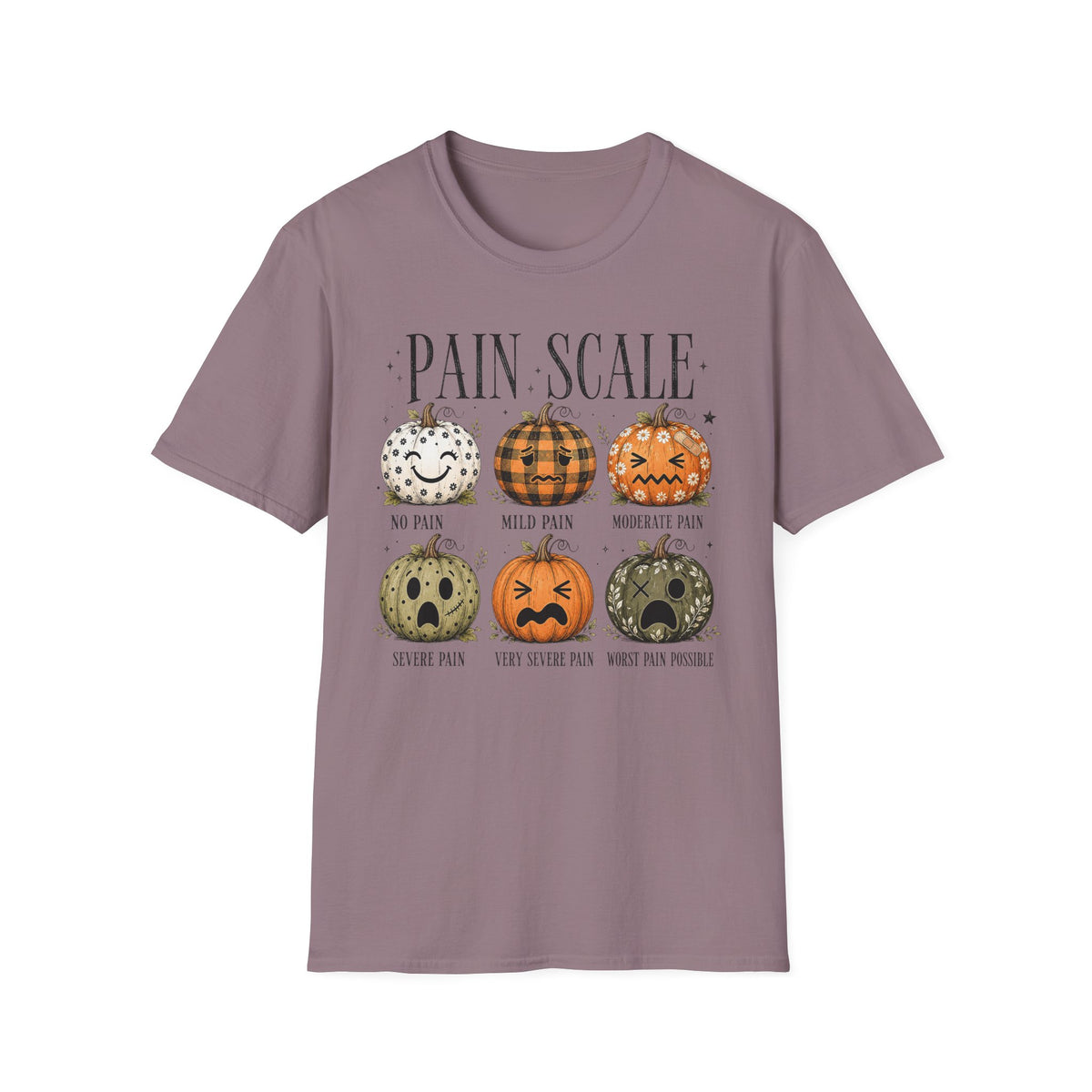 Pain Scale Pumpkin T-Shirt — Halloween Pumpkin Faces Graphic Tee