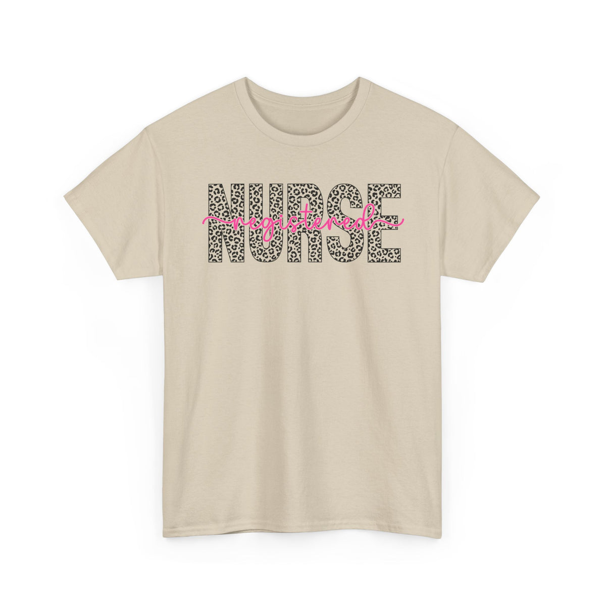 RN Leopard Print T‑Shirt — Pink Stethoscope Graphic Tee for Nurses