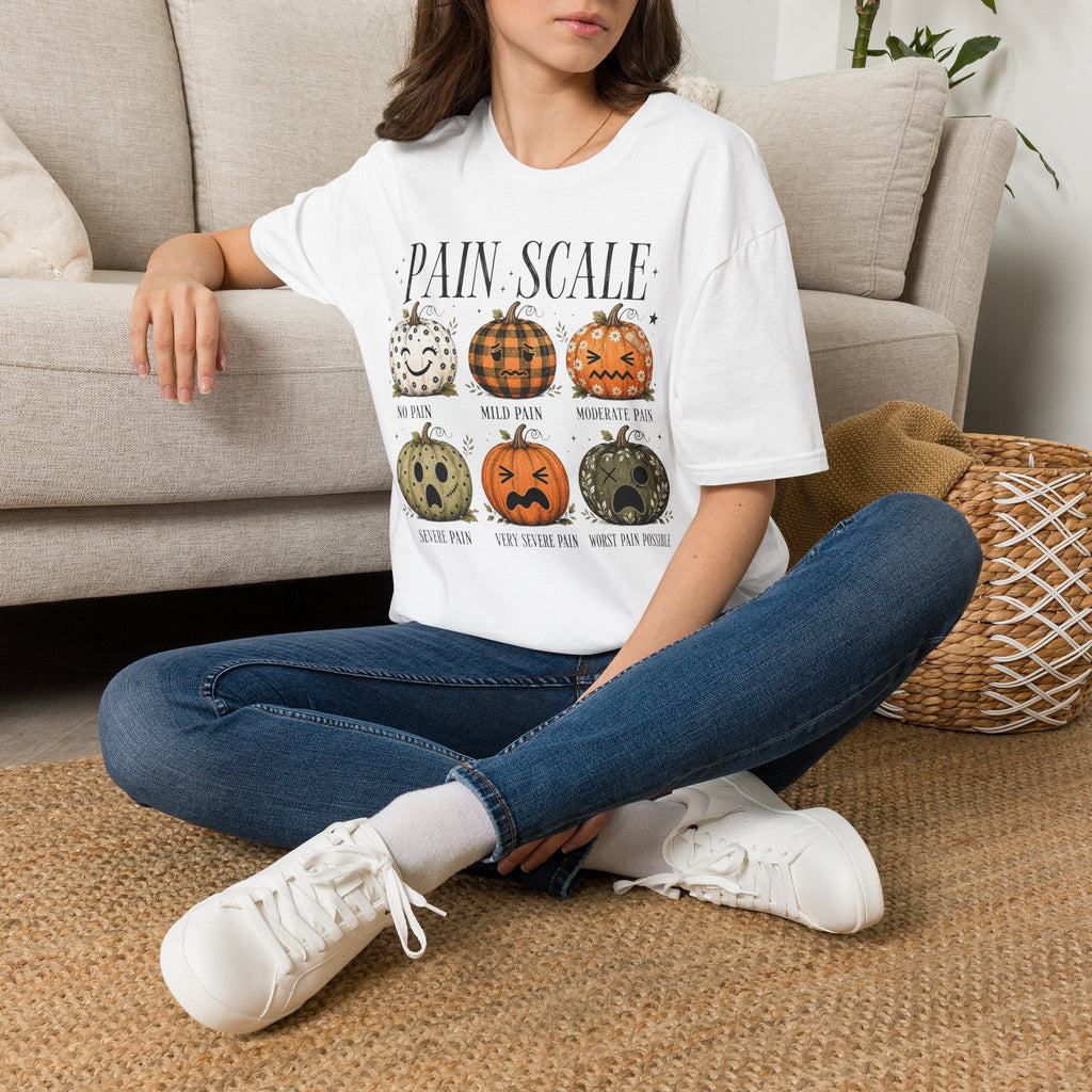 Pain Scale Pumpkin T-Shirt — Halloween Pumpkin Faces Graphic Tee