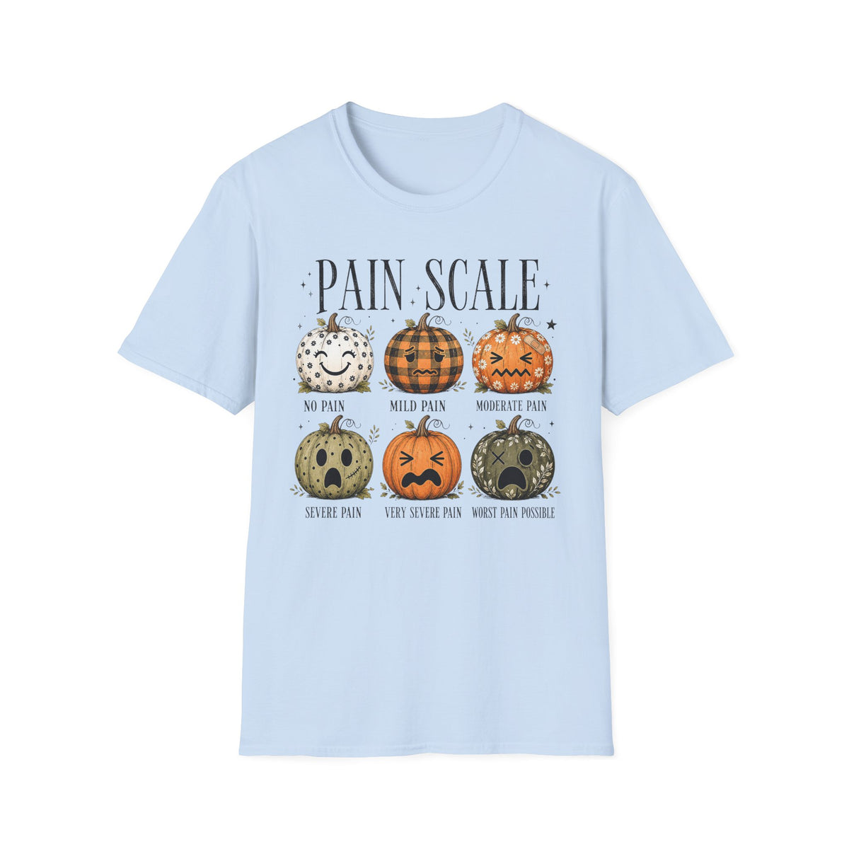 Pain Scale Pumpkin T-Shirt — Halloween Pumpkin Faces Graphic Tee