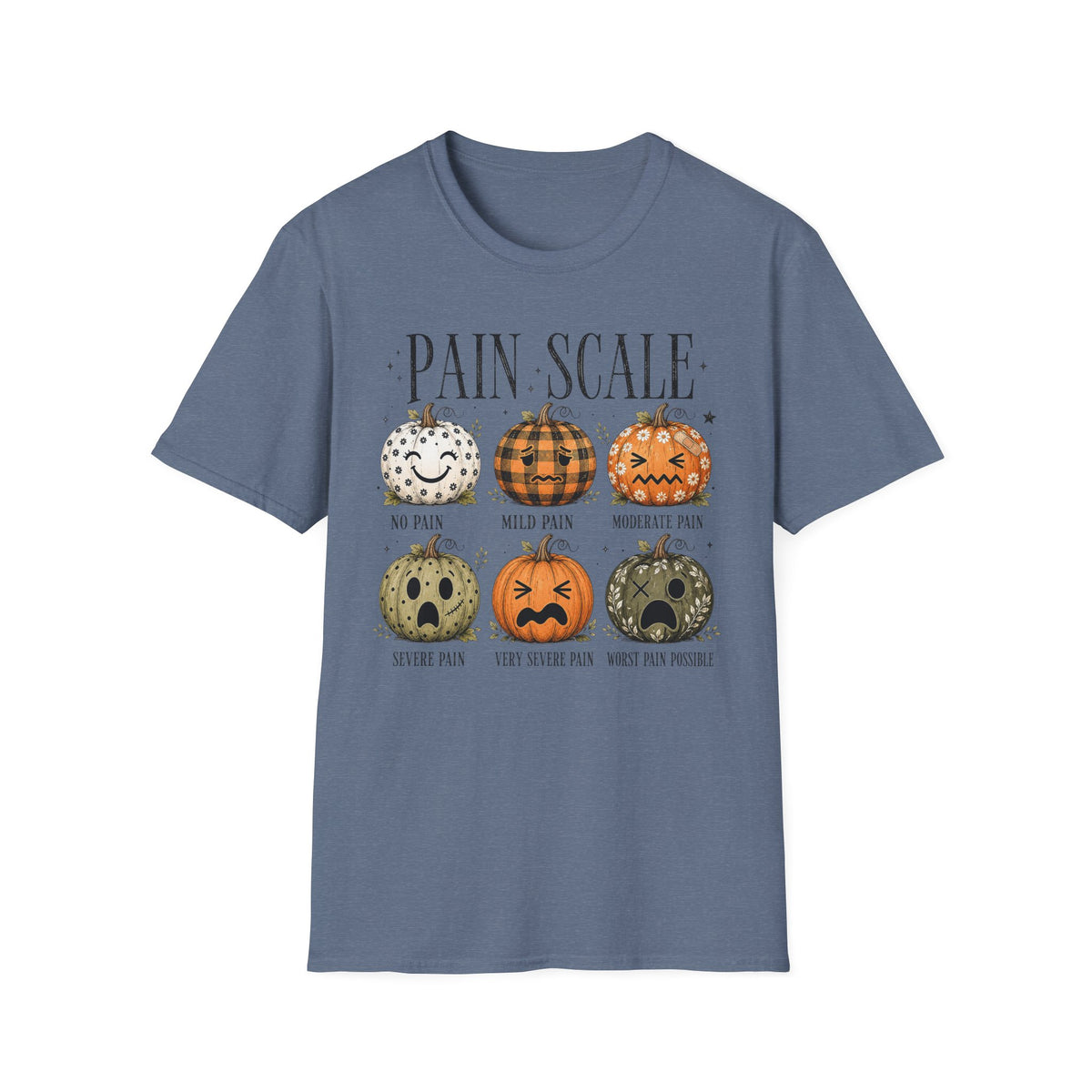 Pain Scale Pumpkin T-Shirt — Halloween Pumpkin Faces Graphic Tee