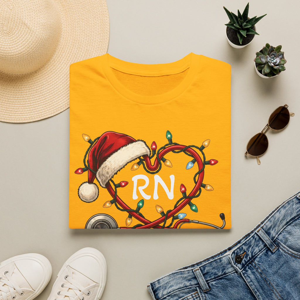 RN Christmas Stethoscope Heart T‑Shirt