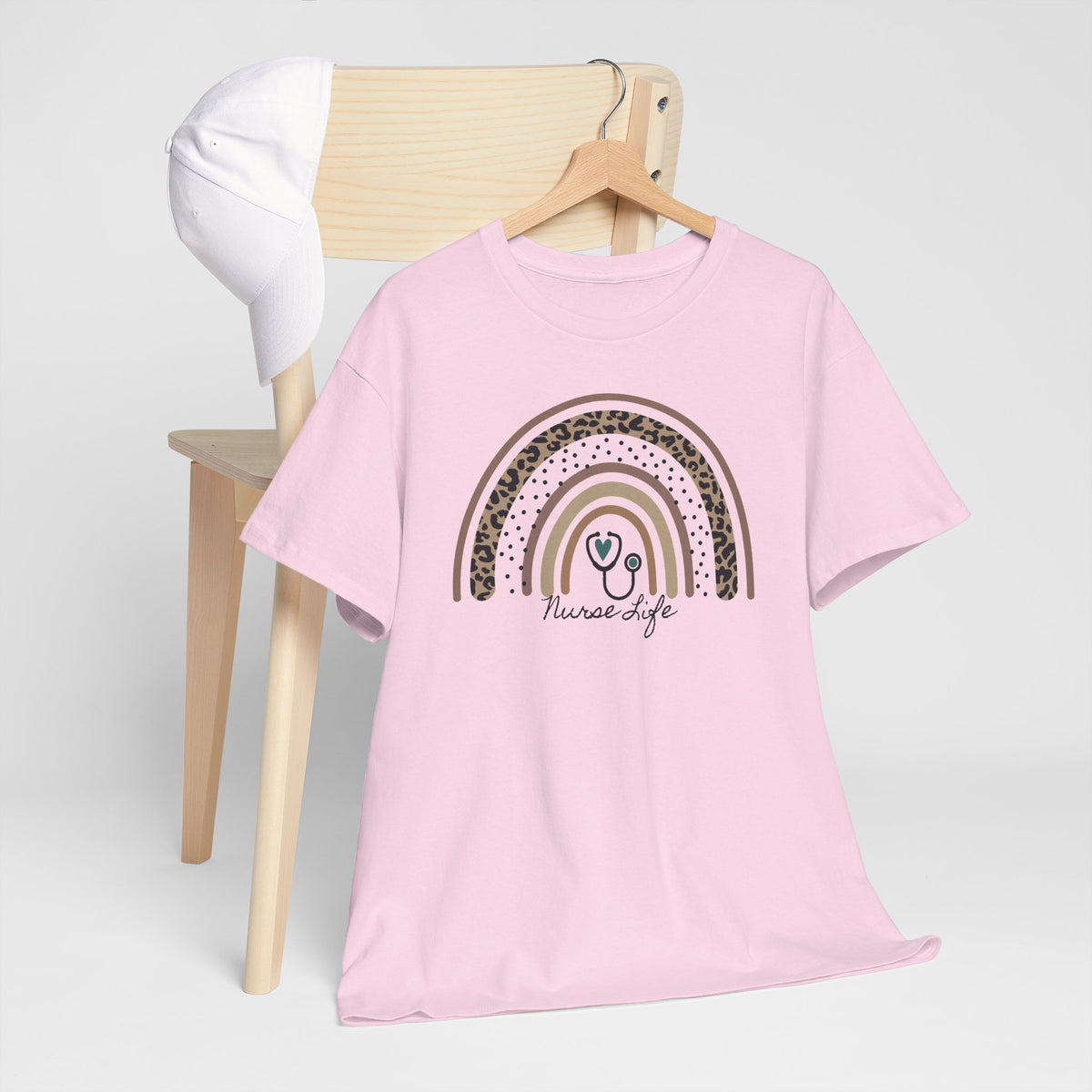 Nurse Life Rainbow Tee - Cute Neutral Stethoscope Graphic T-Shirt