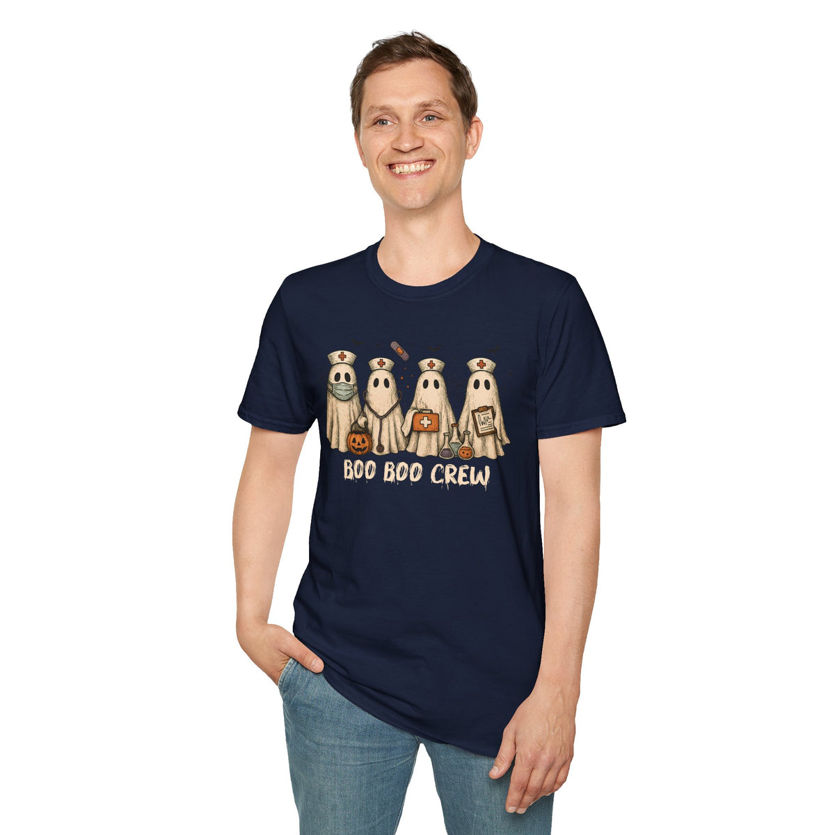 Nurse Boo Boo Crew White Halloween T‑Shirt