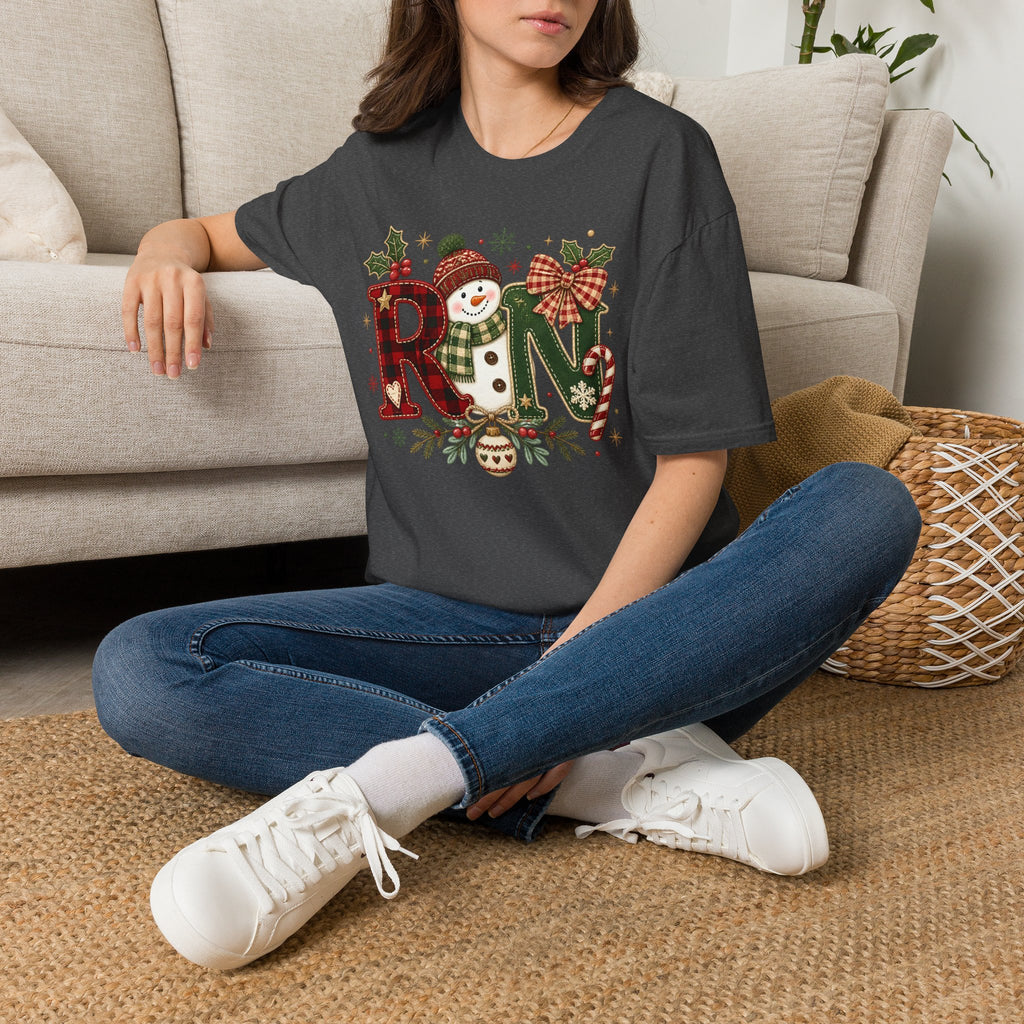RN Snowman Holiday T-Shirt — Cute Nurse Christmas Tee