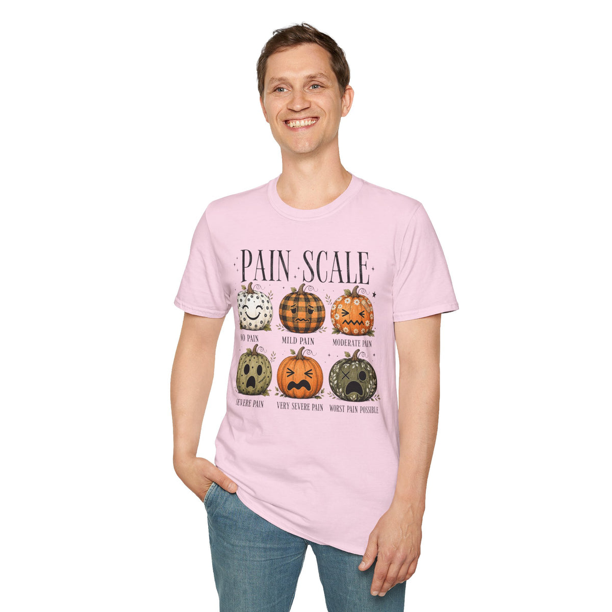Pain Scale Pumpkin T-Shirt — Halloween Pumpkin Faces Graphic Tee